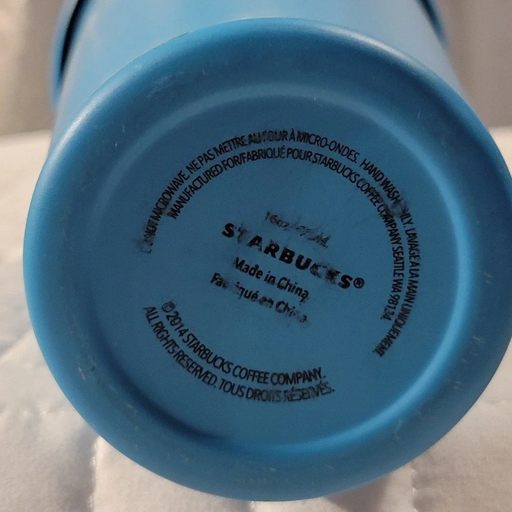 Starbucks 2014 Matte Sky Blue Stainless Steel 16oz Tumbler Collectible Coffee
